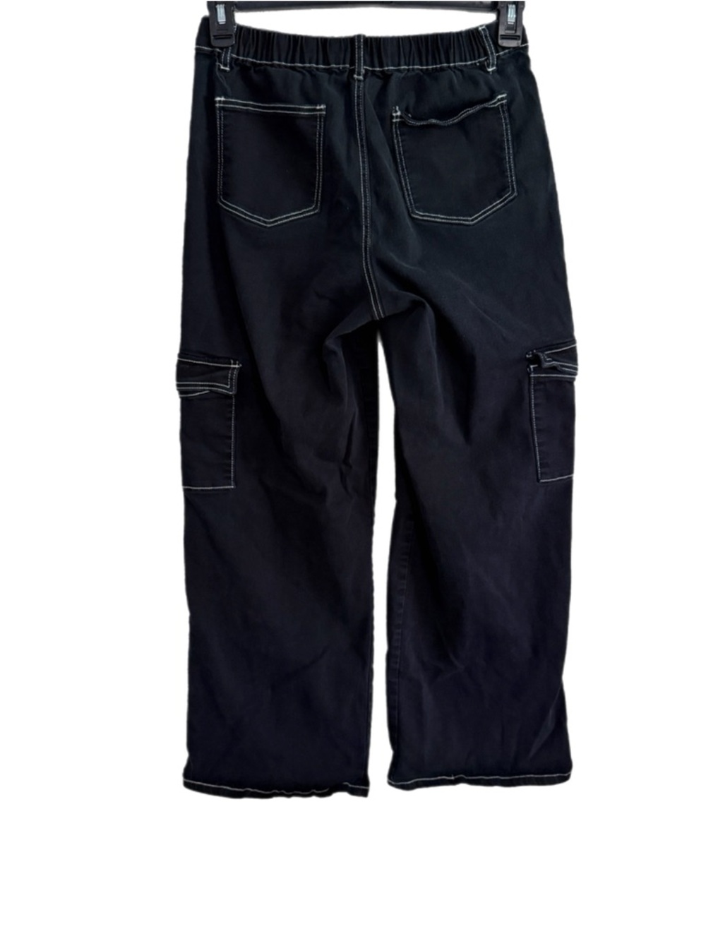 Forever 21 Black Cargo Pants with White Contrast Stitching Size L - Picture 4 of 13